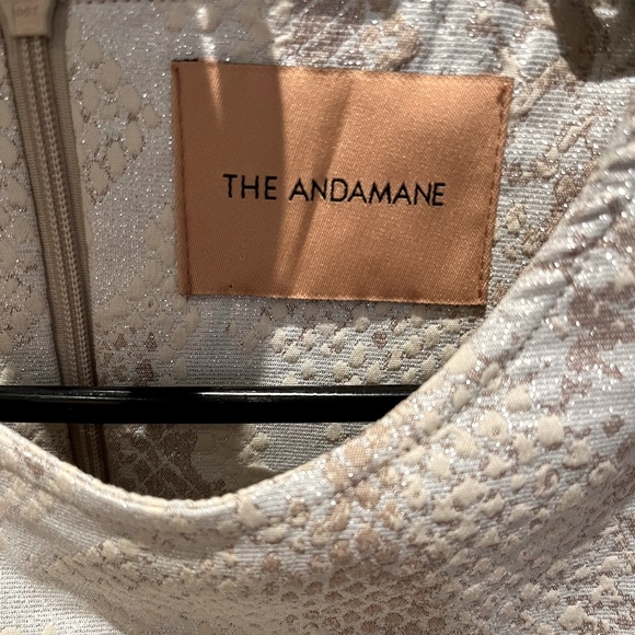 THE ANDAMANE Shimmer Metallic Long Sleeve Mini Dress Small - Picture 7 of 7